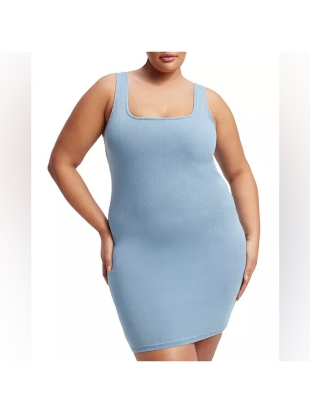 Good American blue Denim Tank super stretch Mini Dress 5